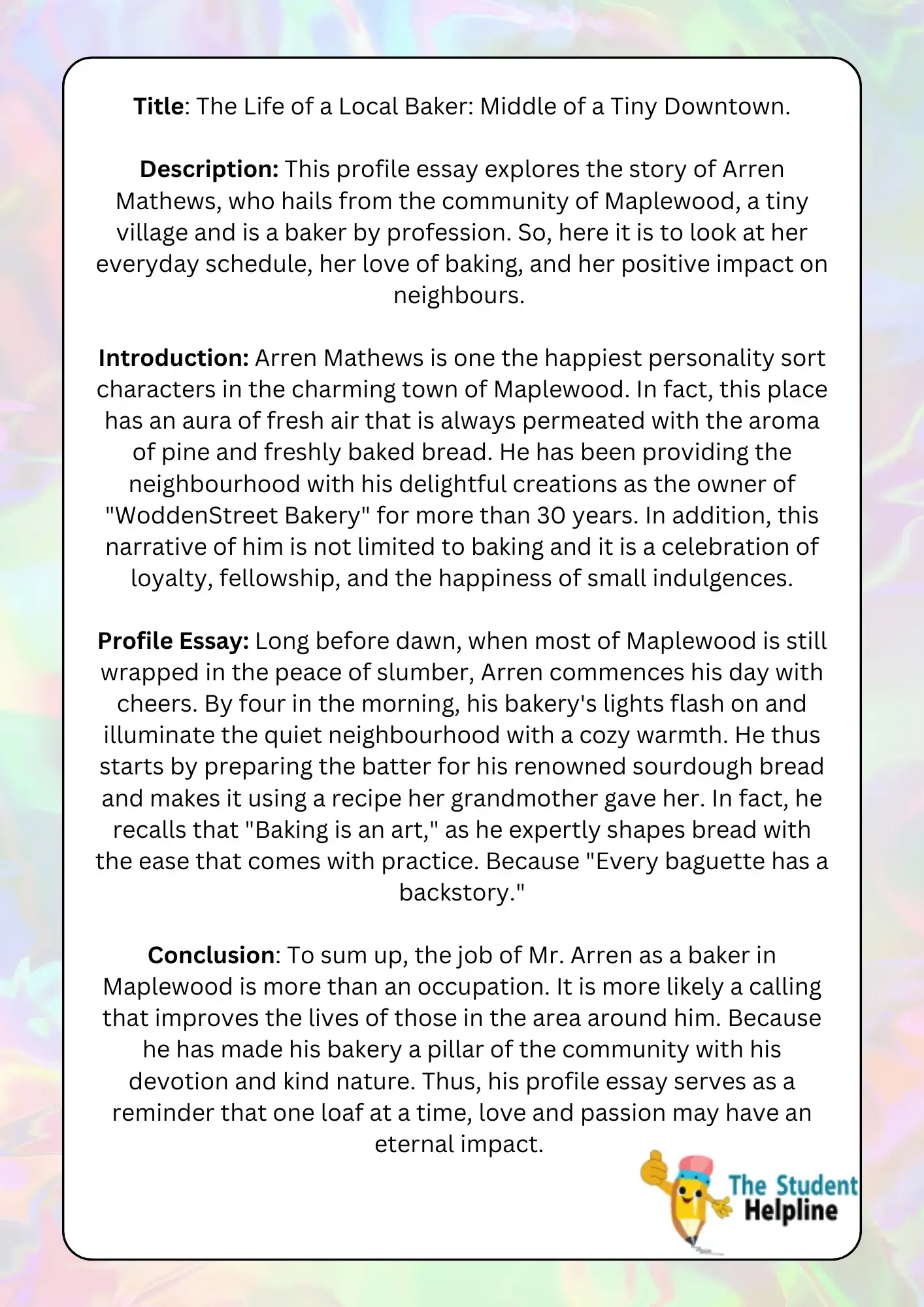 A Sample for Profile Essay Writing